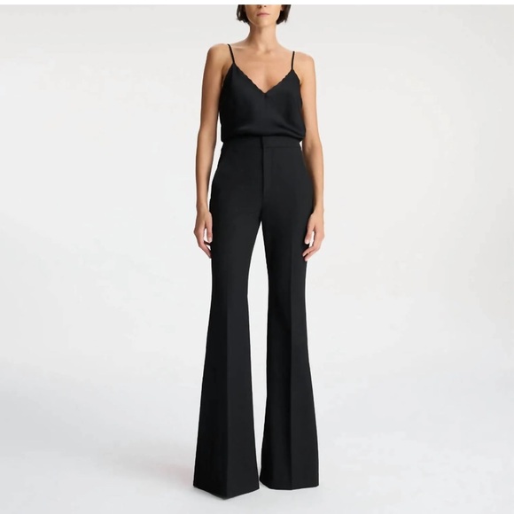 Worn 2x ALC Anders Crepe Flared Pants Side Slits Black Size 6